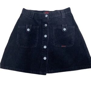 90’s Squeeze Corduroy Black Mini Skirt High waisted vintage Mini Skirt Size 5/6